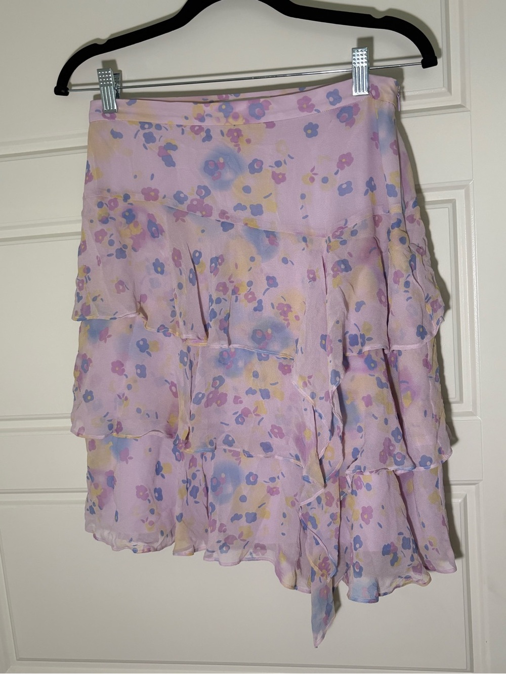 Floral Tiered Ruffle Skirt - Lavender/Dusty Pink